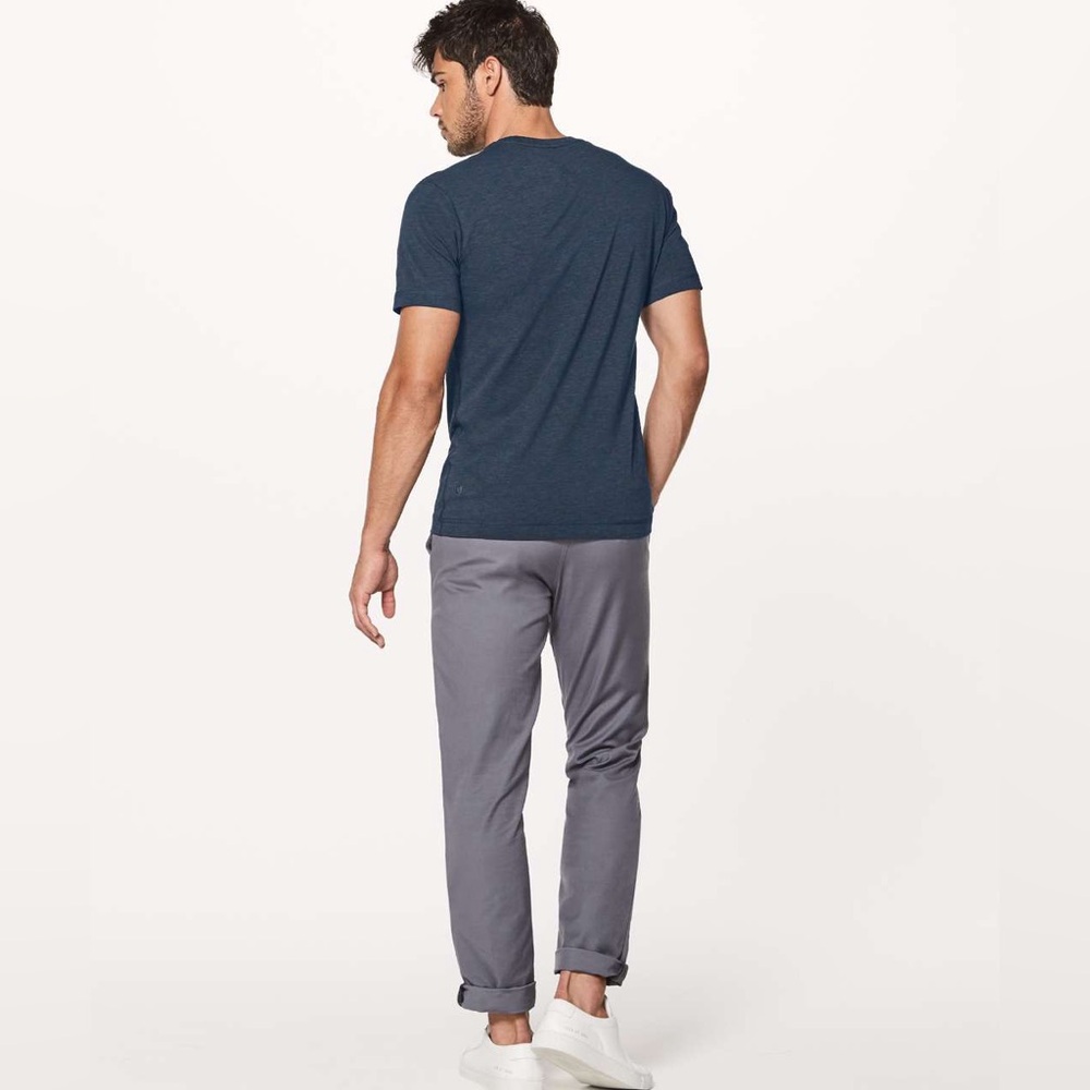 Lululemon Athletica Men’s 5 Year Basic Tee Short Sleeve Heathered Nautical Navy - Picture 3 of 9